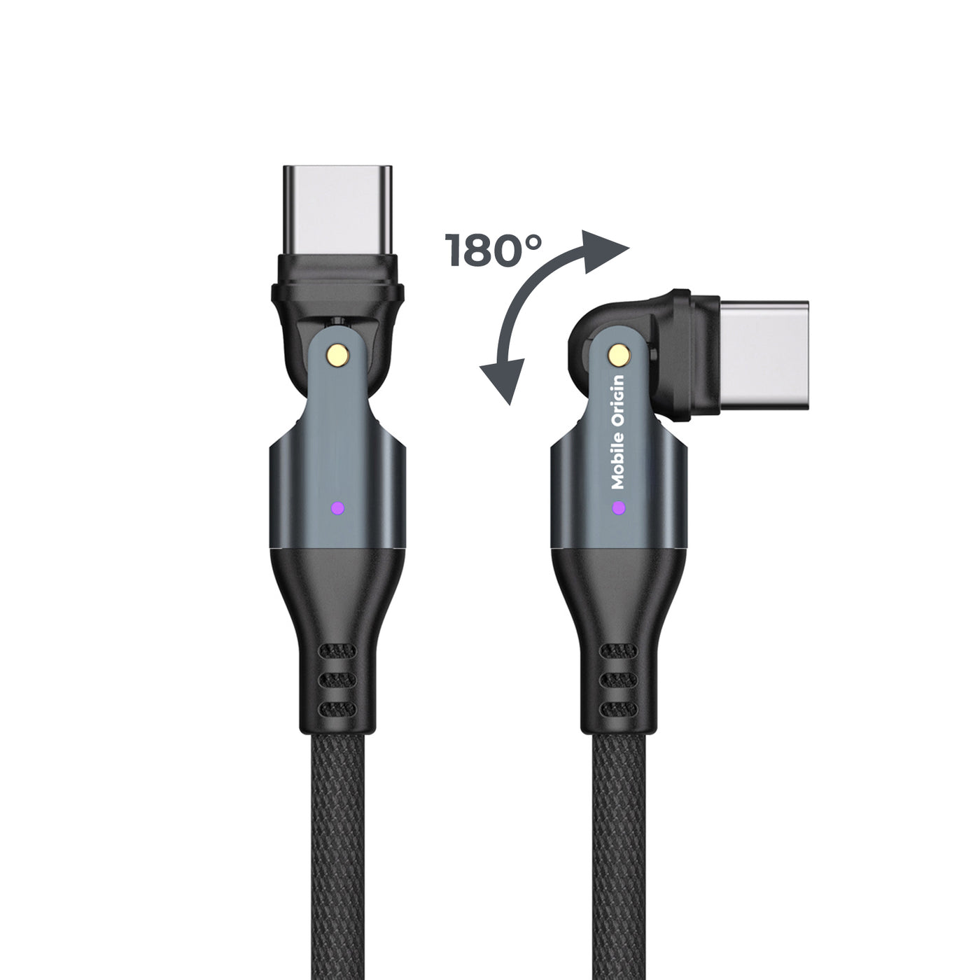 Rotating Cable USB-C to USB-C CB3, 240W, 480 Mb/s, 1m, Black