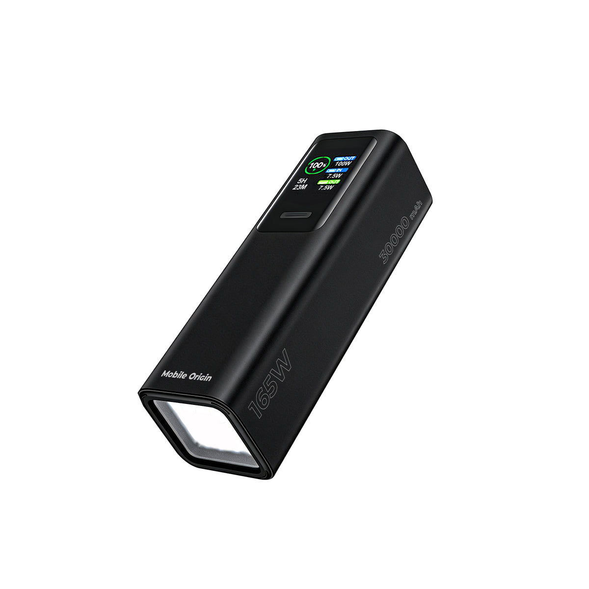 Powerbanka s displejem a svítilnou 2× USB-C + USB-A PB17, 30000mAh, 165W, Černá
