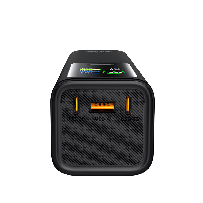 Powerbanka s displejem a svítilnou 2× USB-C + USB-A PB17, 30000mAh, 165W, Černá