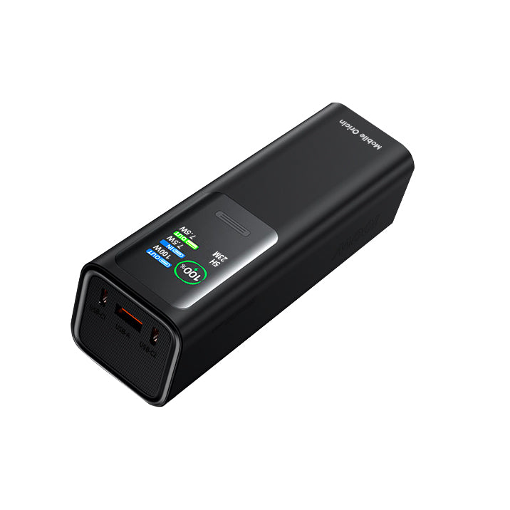 Powerbanka s displejem a svítilnou 2× USB-C + USB-A PB17, 30000mAh, 165W, Černá