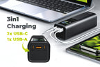 PowerBanka PB17, 30000mAh, 165W PD s displejem a svítilnou, - 2x USB-C + USB-A