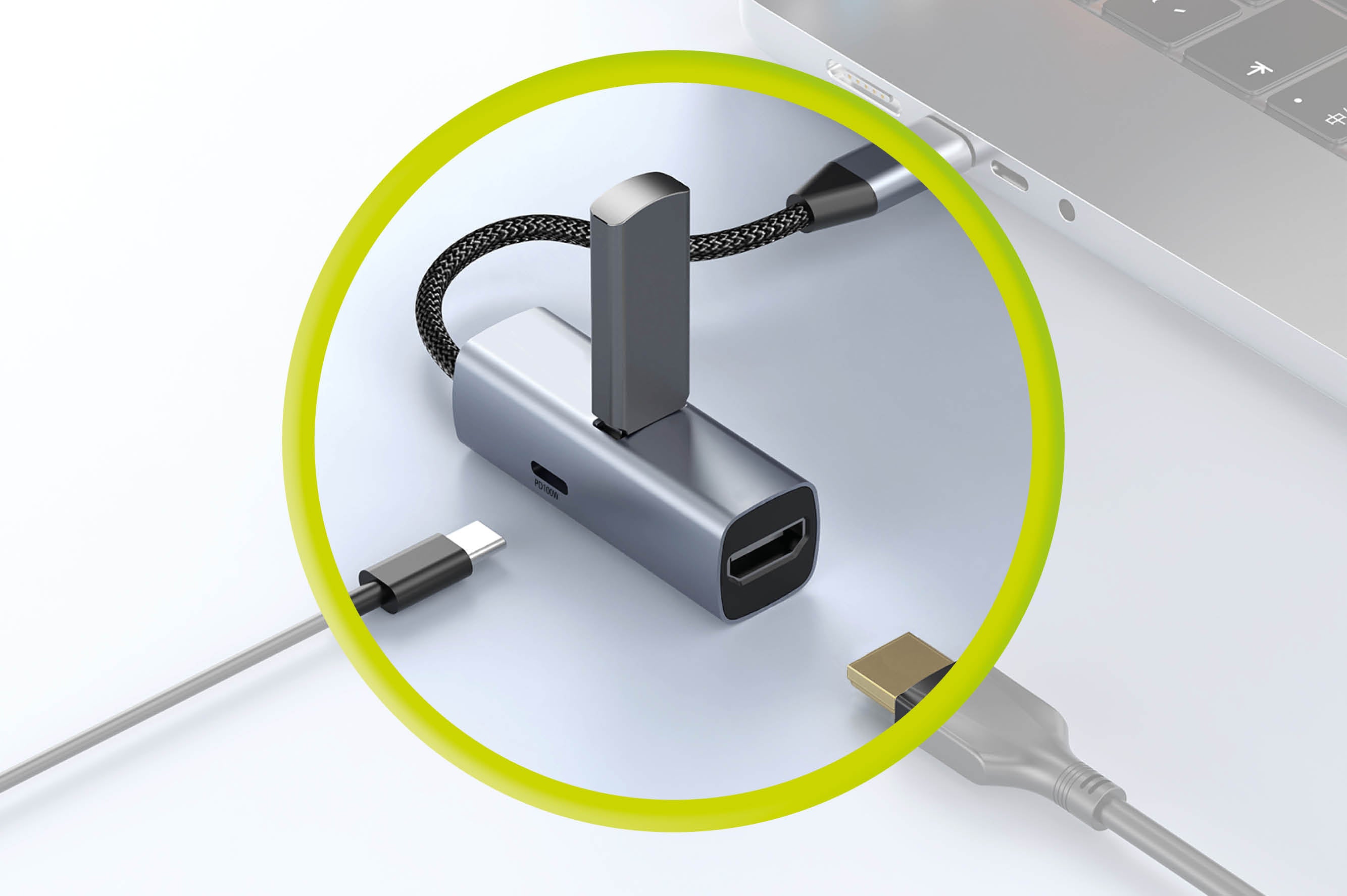 USB-C Hub 3v1 HB1 - USB-A, USB-C, HDMI, USB-C PD 100W
