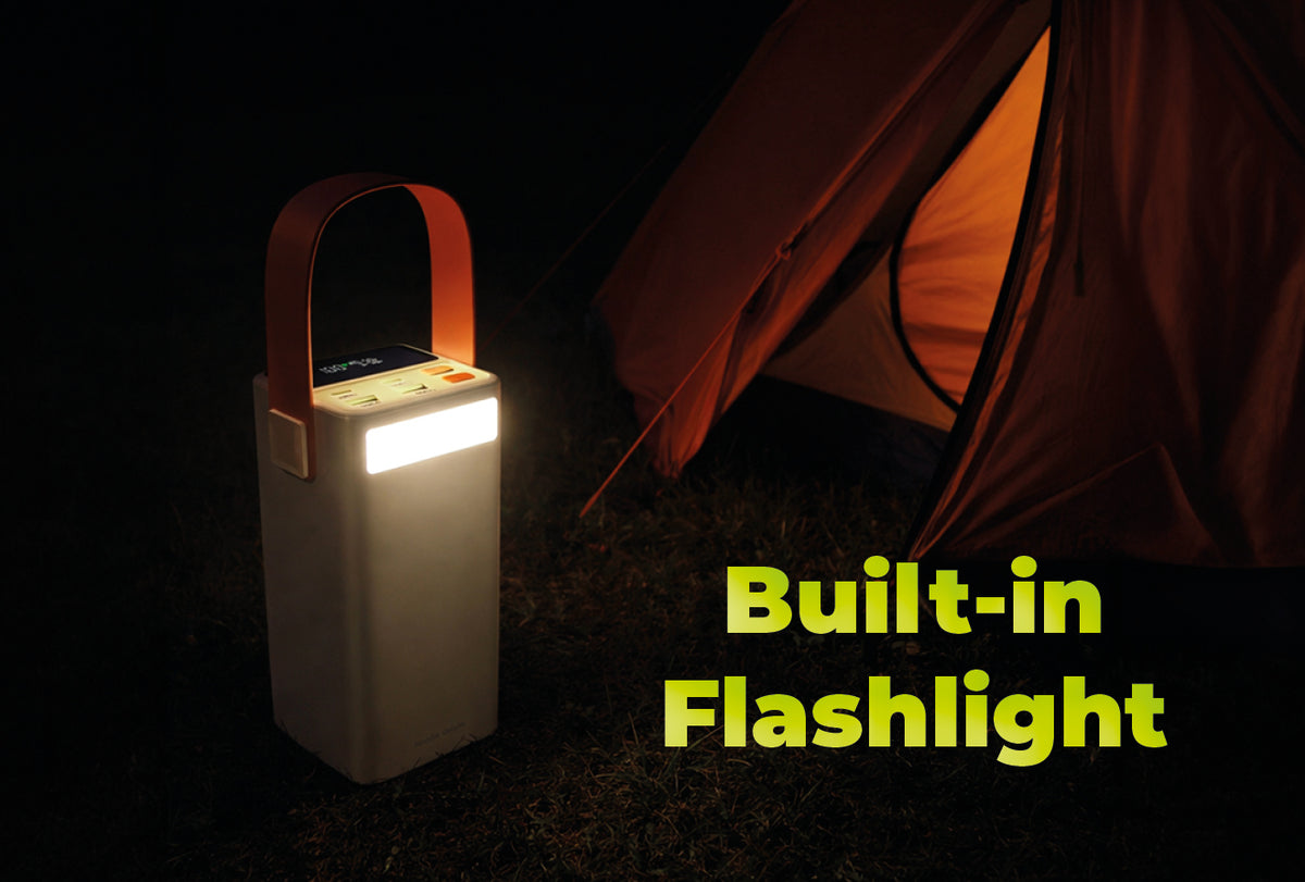 Power Bank with Display and Flashlight 2× USB-C + 2× USB-A PB18, 50000mAh, 65W, Beige