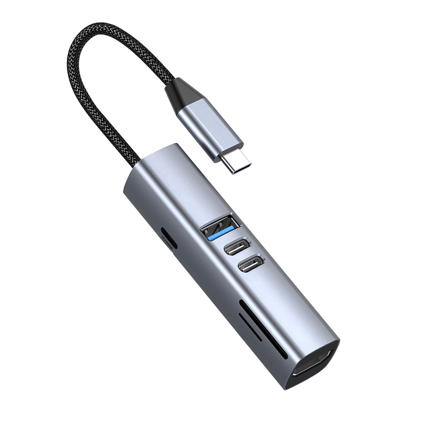 USB-C Hub 7-in-1 HB2, HDMI, 3× USB-C, USB-A, TF/SD Slot, 5 Gb/s, Space Gray