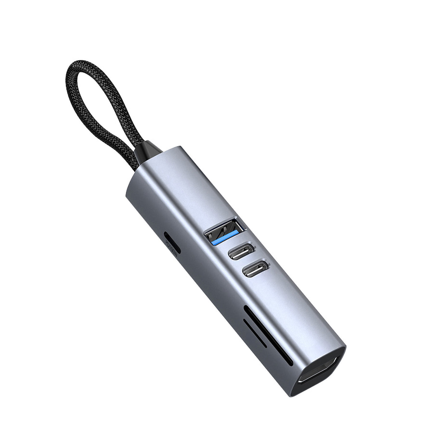 USB-C Hub 7-in-1 HB2, HDMI, 3× USB-C, USB-A, TF/SD Slot, 5 Gb/s, Space Gray