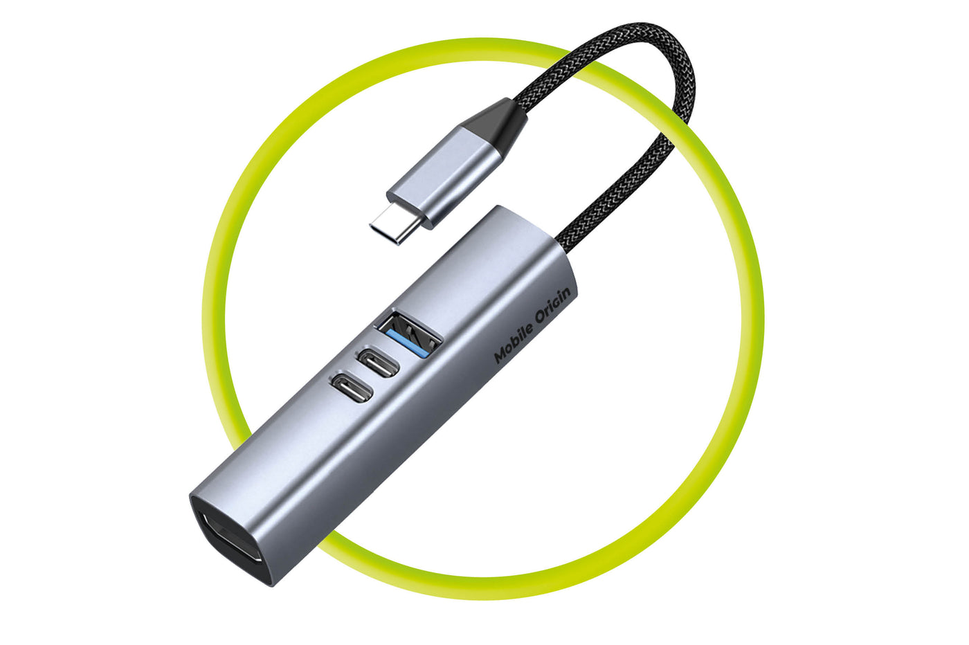 USB-C Hub 7-in-1 HB2, HDMI, 3× USB-C, USB-A, TF/SD Slot, 5 Gb/s, Space Gray