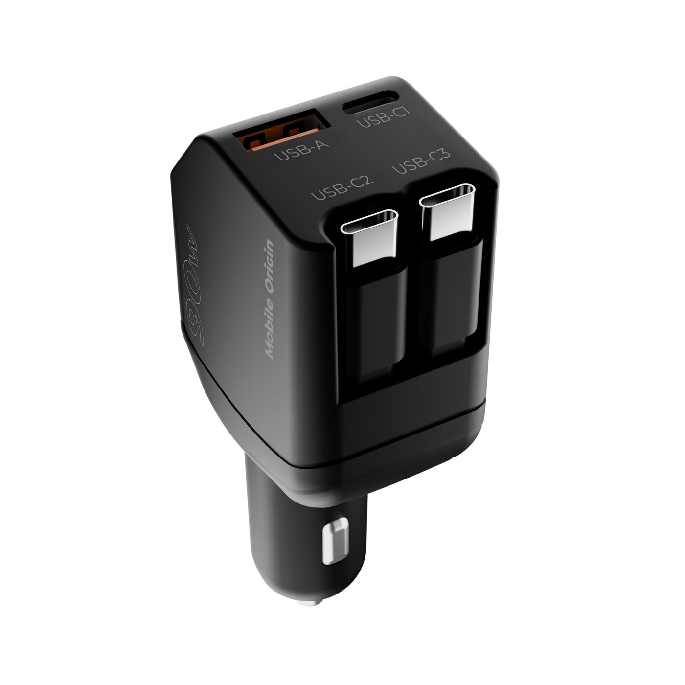 Car Charger with Cable USB-C + USB-A, 2× USB-C Cable CA22, 90W, Black