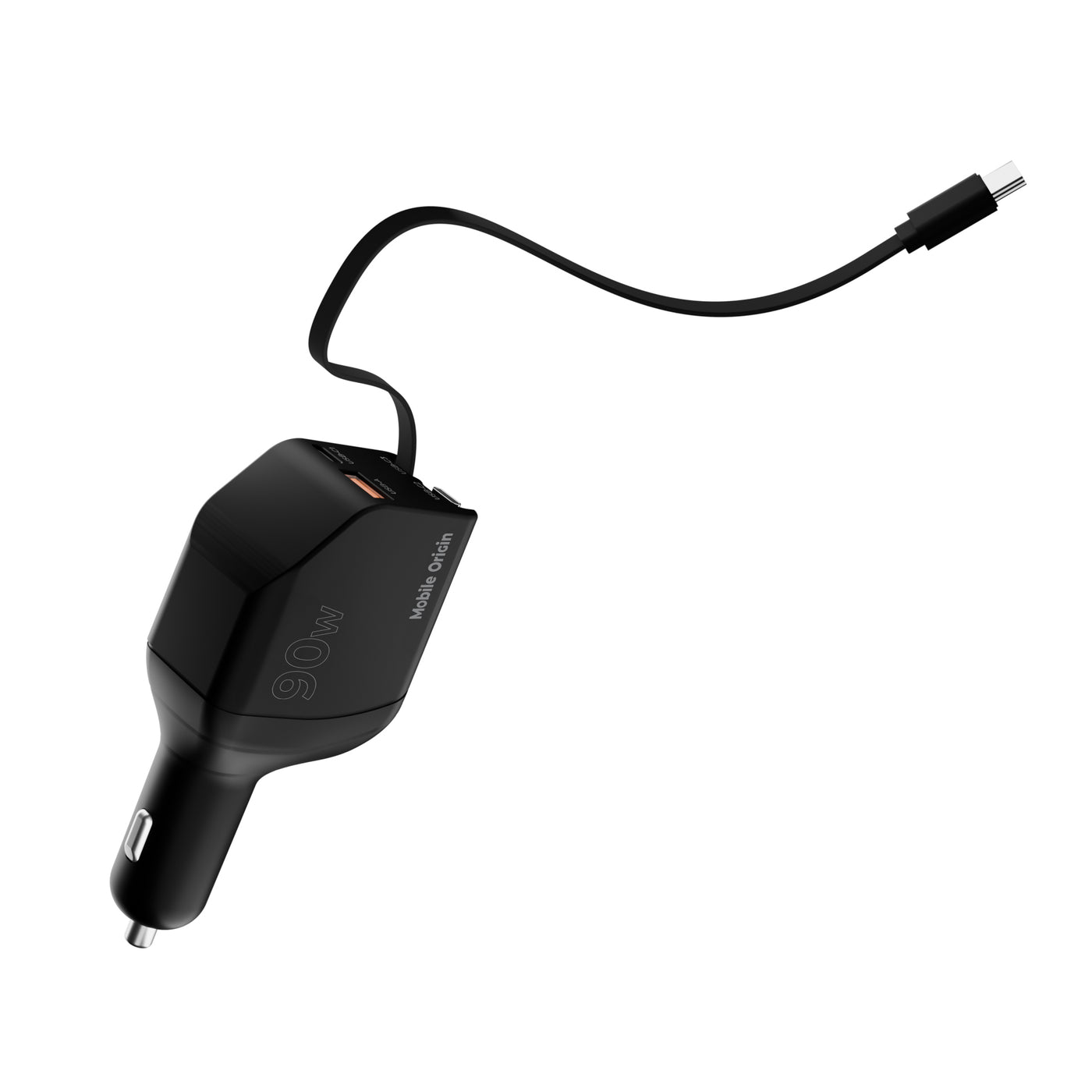 Car Charger with Cable USB-C + USB-A, 2× USB-C Cable CA22, 90W, Black