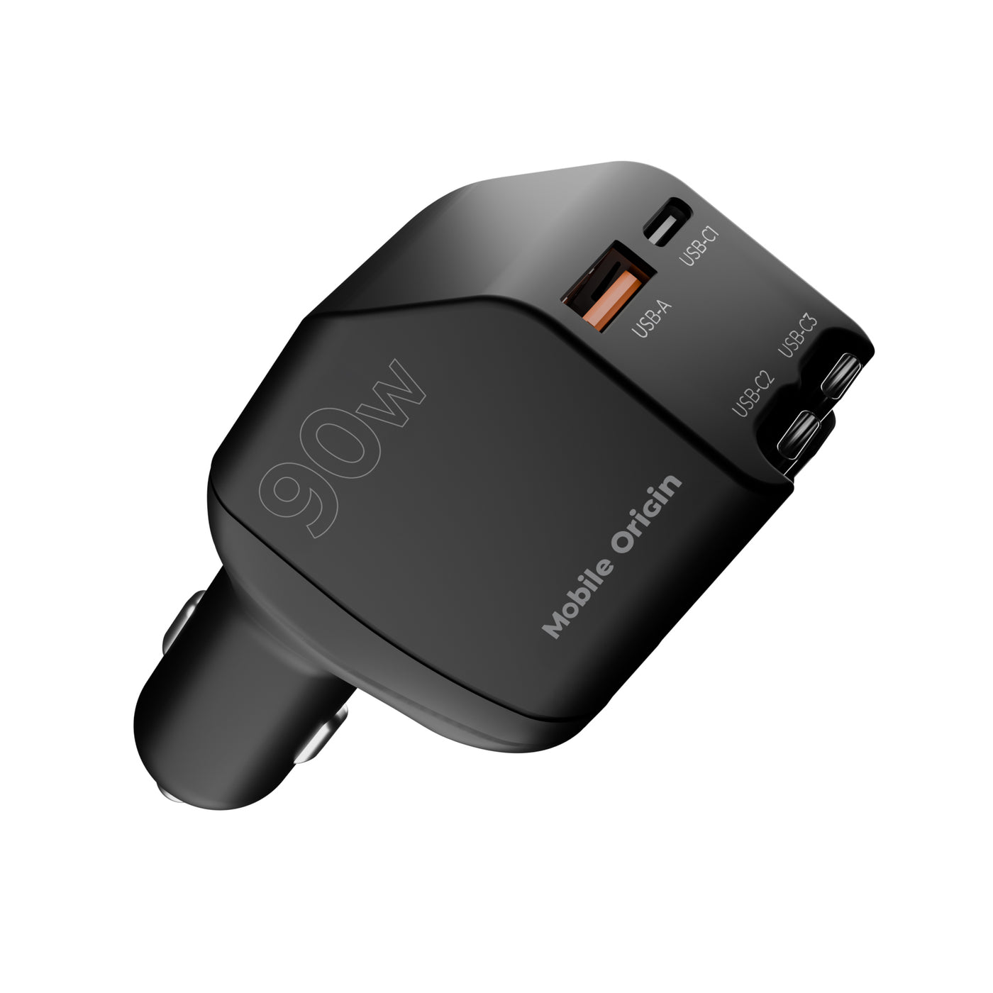 Car Charger with Cable USB-C + USB-A, 2× USB-C Cable CA22, 90W, Black