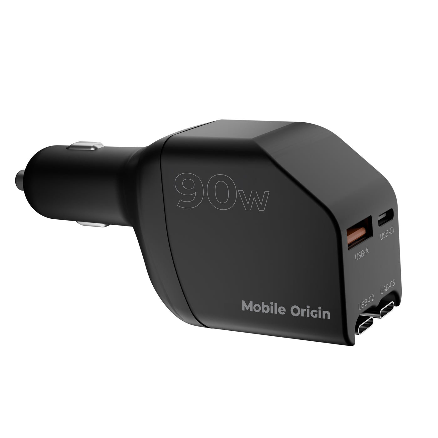 Car Charger with Cable USB-C + USB-A, 2× USB-C Cable CA22, 90W, Black