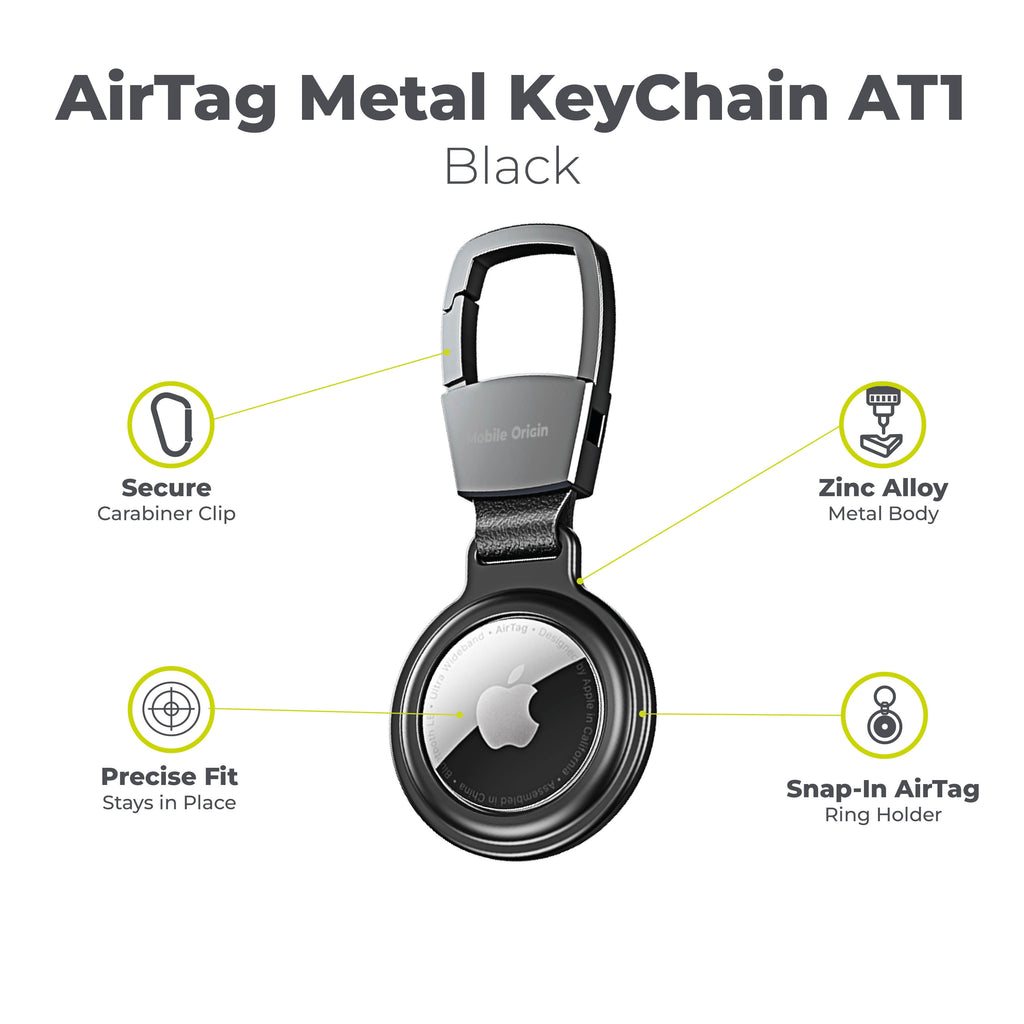 Metal Keychain for AirTag AT1, Black