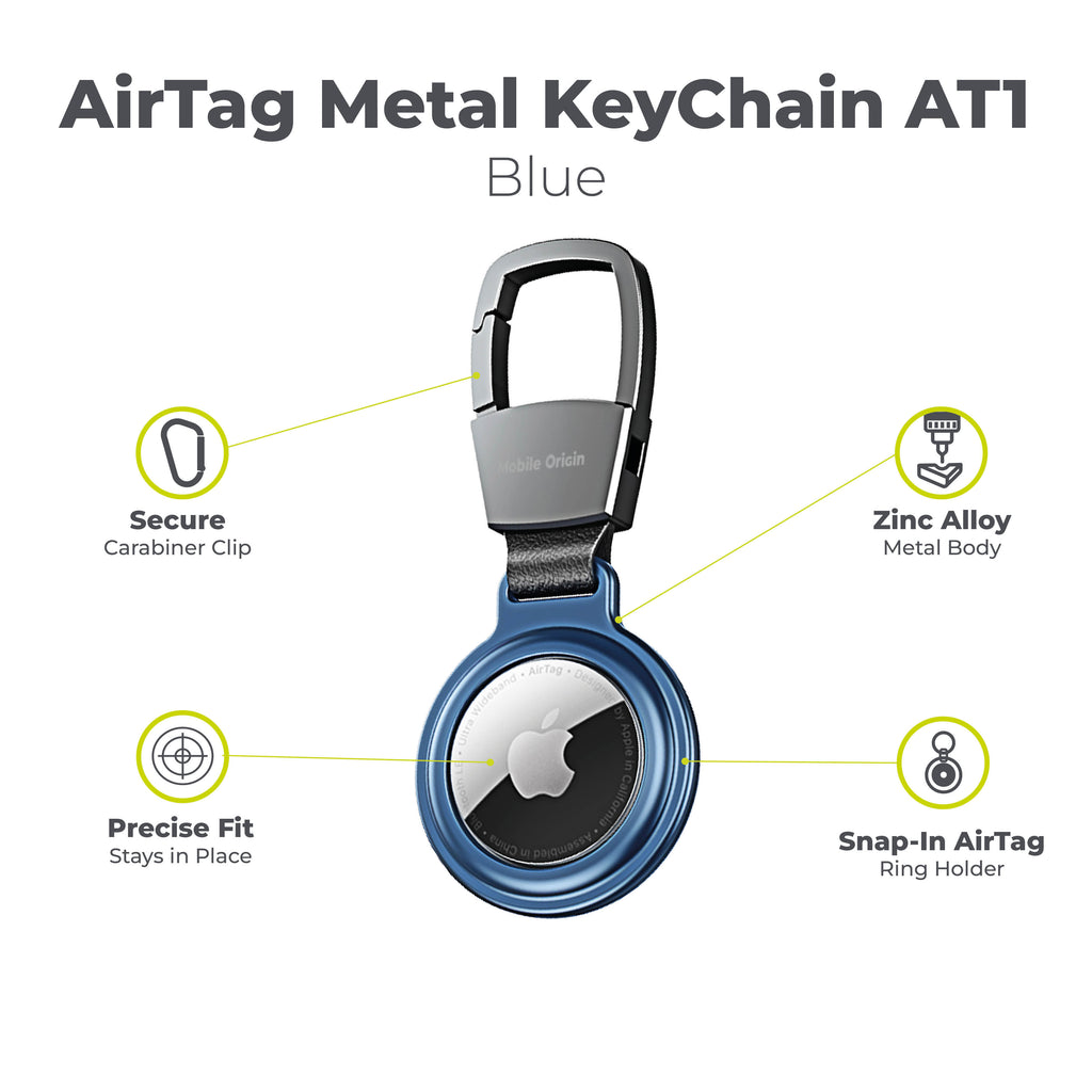 Metal Keychain for AirTag AT1, Blue