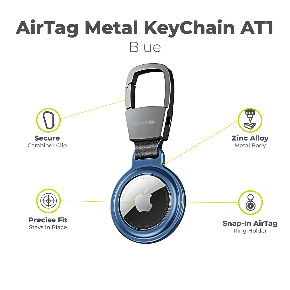 Metal Keychain for AirTag AT1, Blue