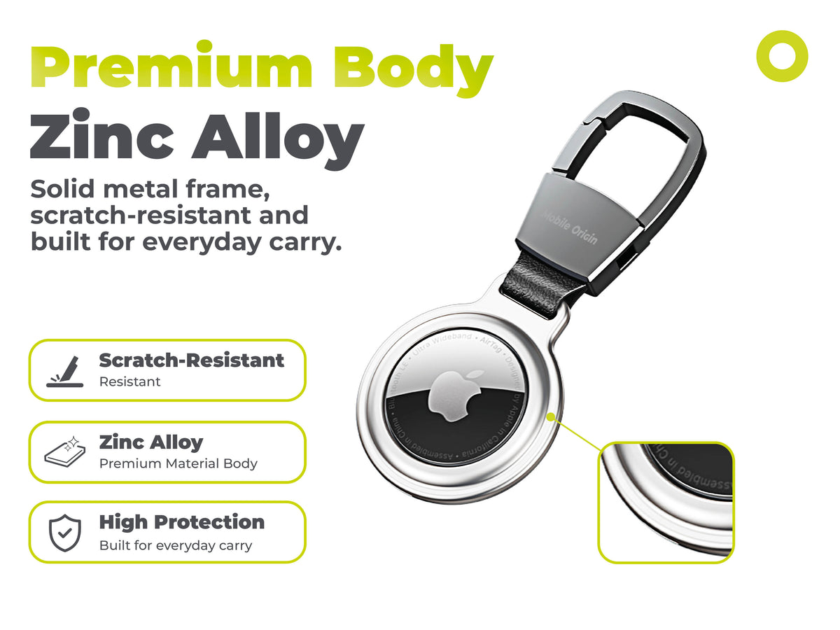 Metal Keychain for AirTag AT1, Silver