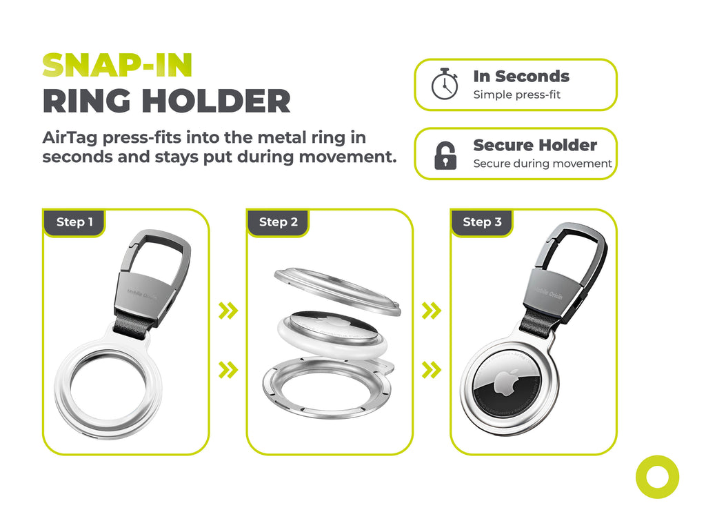 Metal Keychain for AirTag AT1, Silver