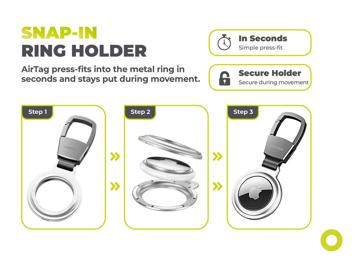 Metal Keychain for AirTag AT1, Silver