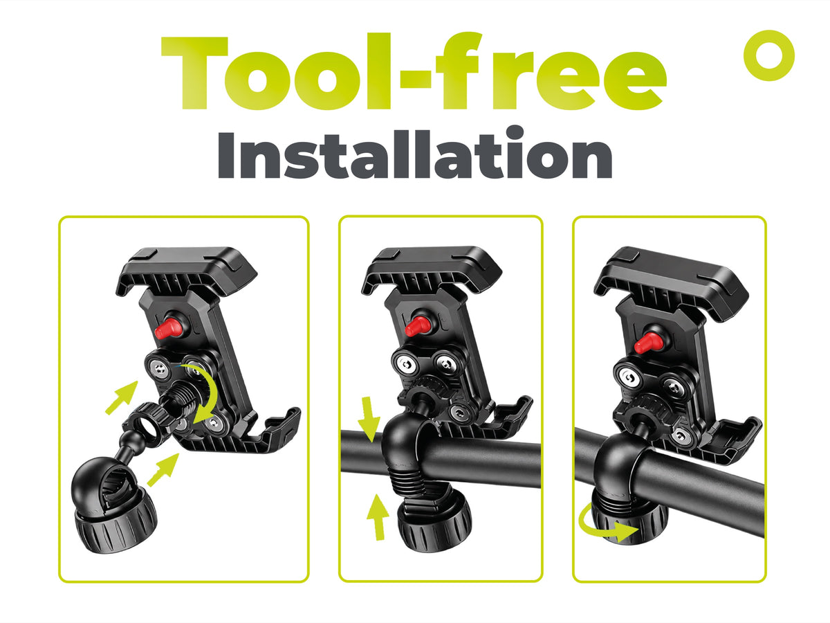 Bike Phone Holder B1 with Anti-Shock & Vibration Reduction, Black