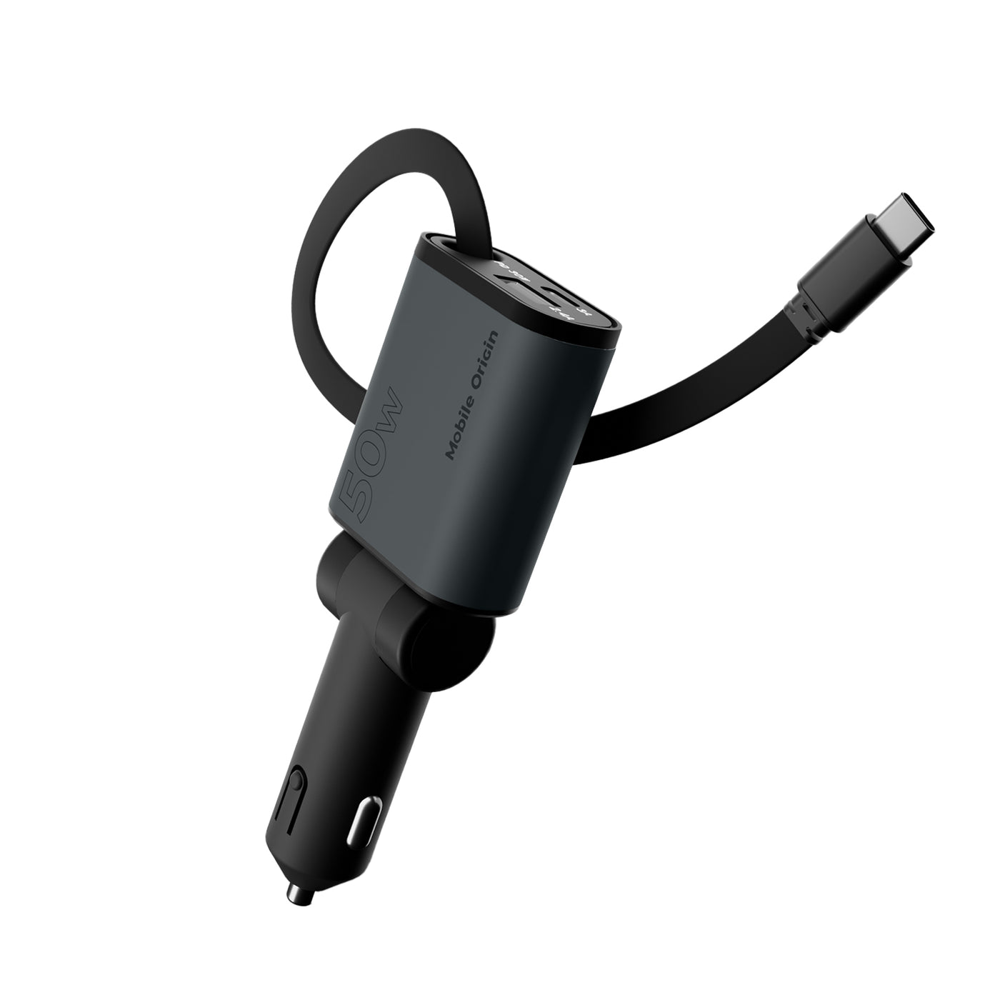 Autonabíječka 3v1 USB-C + USB-A s kabelem USB-C CA27, 50W, Vesmírně šedá