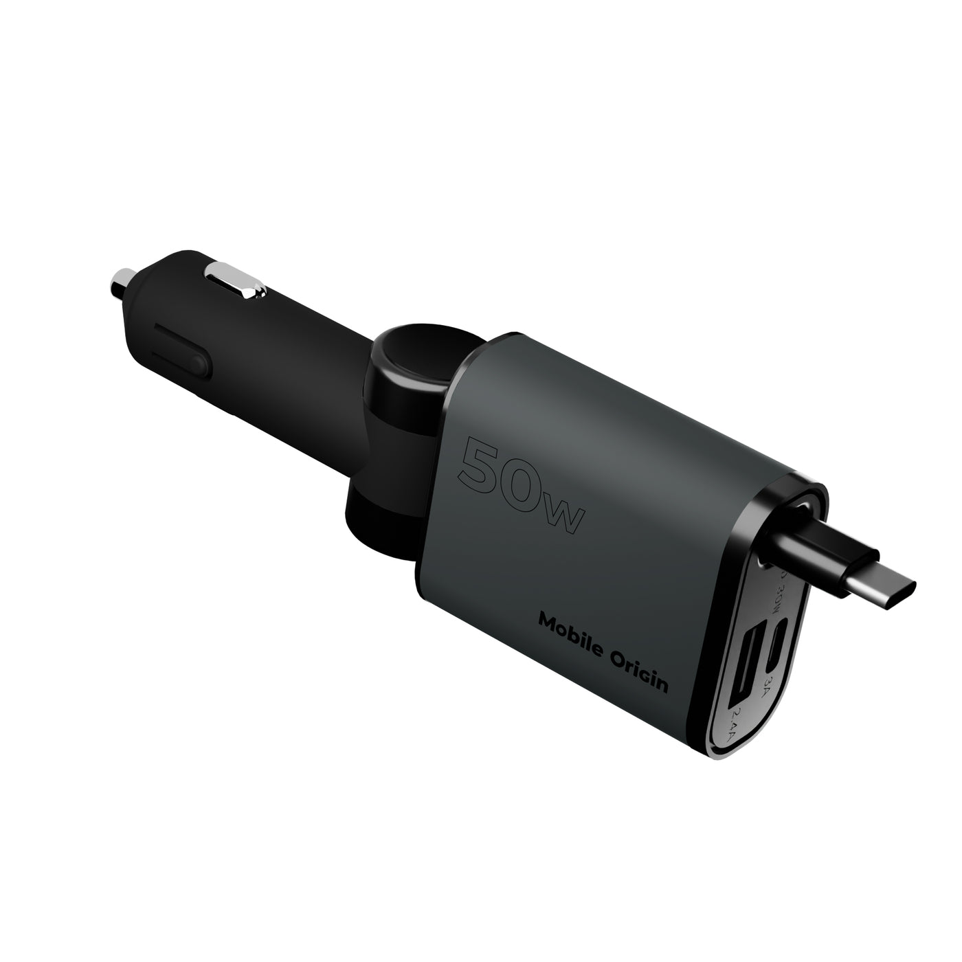 Autonabíječka 3v1 USB-C + USB-A s kabelem USB-C CA27, 50W, Vesmírně šedá