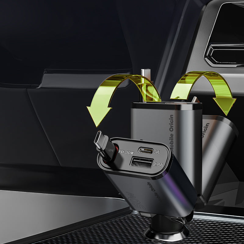Autonabíječka 3v1 USB-C + USB-A s kabelem USB-C CA27, 50W, Vesmírně šedá