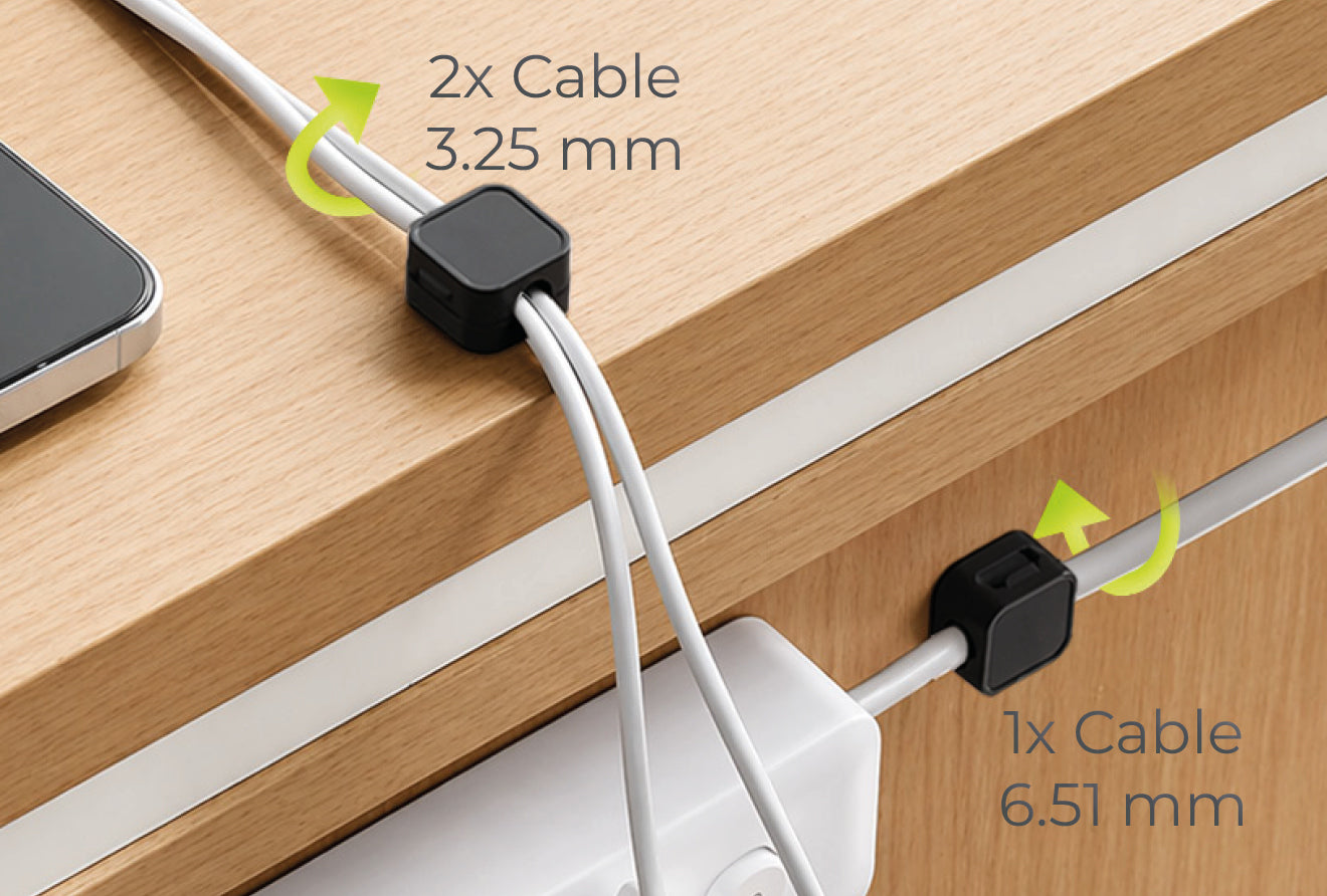 Magnetický organizér kabelů CB8, 6 ks, Černá
