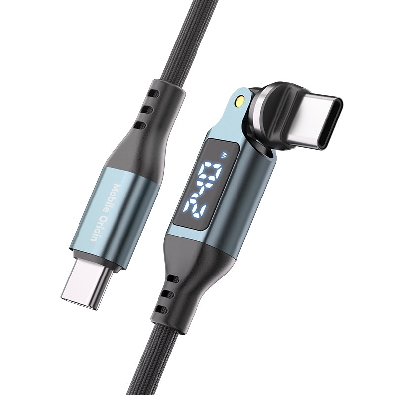 Otočný kabel s displejem 540° USB-C na USB-C CB16, 240W, 480 Mb/s, 1,8 m, Vesmírně šedá