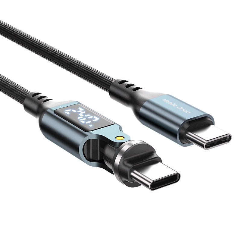 Otočný kabel s displejem 540° USB-C na USB-C CB16, 240W, 480 Mb/s, 1,8 m, Vesmírně šedá