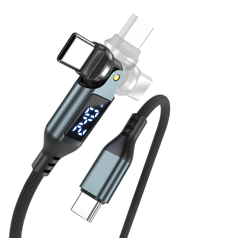 Otočný kabel s displejem 540° USB-C na USB-C CB16, 240W, 480 Mb/s, 1,8 m, Vesmírně šedá