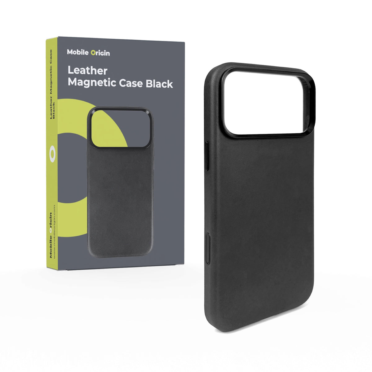 Kožené magnetické pouzdro pro iPhone 17 Pro Max / iPhone 18 Pro Max, Černá