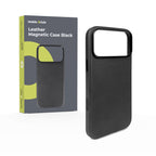 Kožené magnetické pouzdro pro iPhone 17 Pro / iPhone 18 Pro, Černá