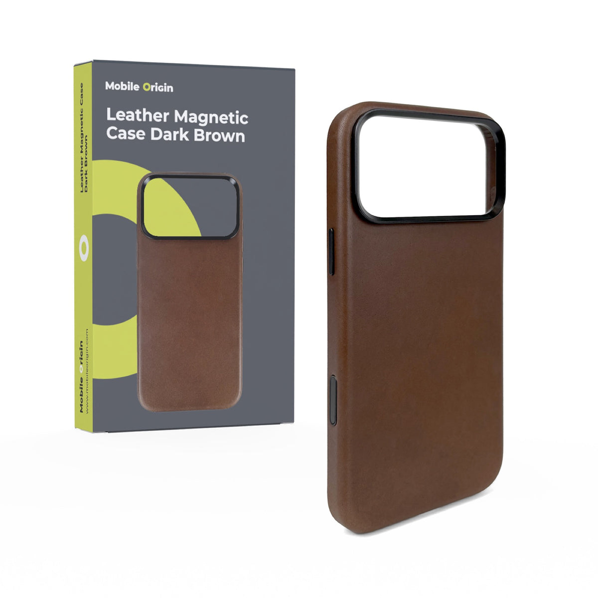 Kožené magnetické pouzdro pro iPhone 17 Pro Max / iPhone 18 Pro Max, Tmavě hnědá
