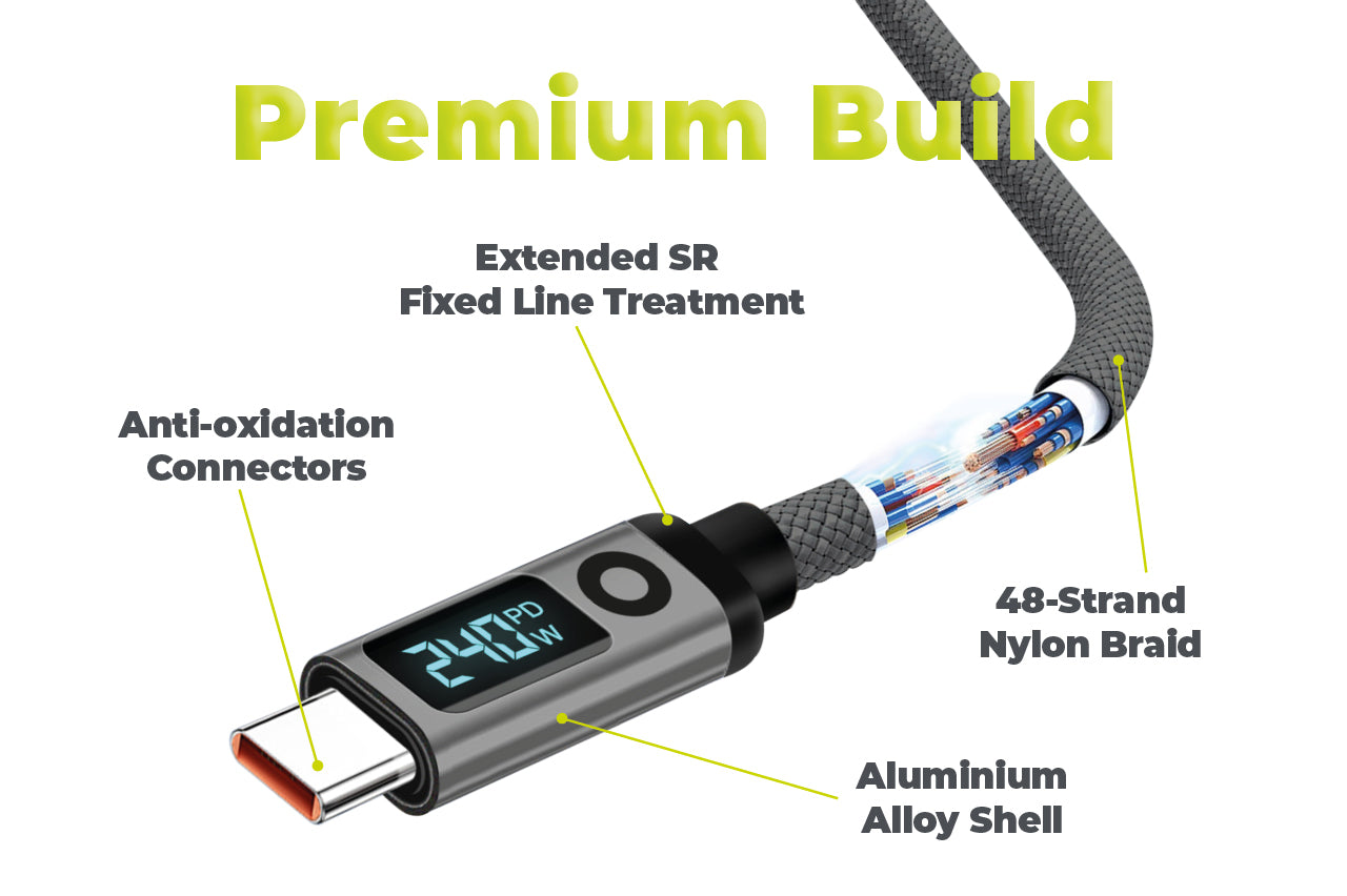 Display Cable USB-C to USB-C CB18, 240W, 80 Gb/s, 8K/60Hz, 1.5m, Space Gray
