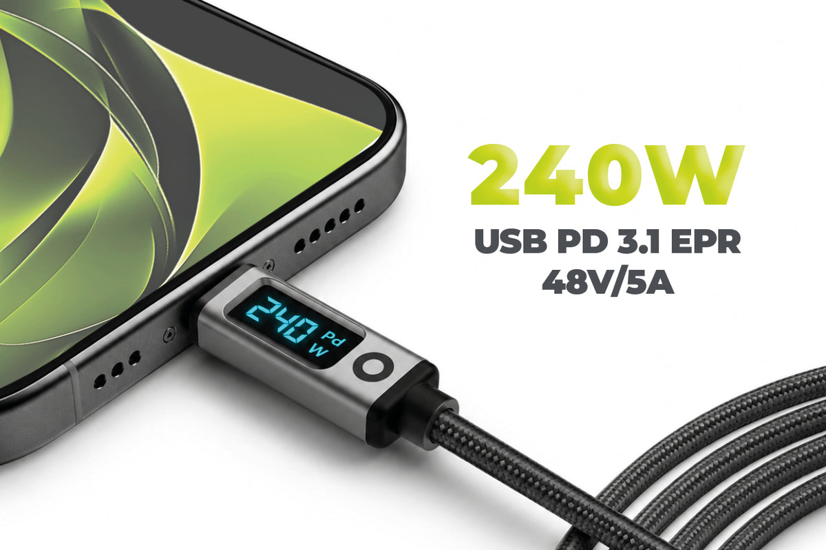 Display Cable USB-C to USB-C CB18, 240W, 80 Gb/s, 8K/60Hz, 1.5m, Space Gray