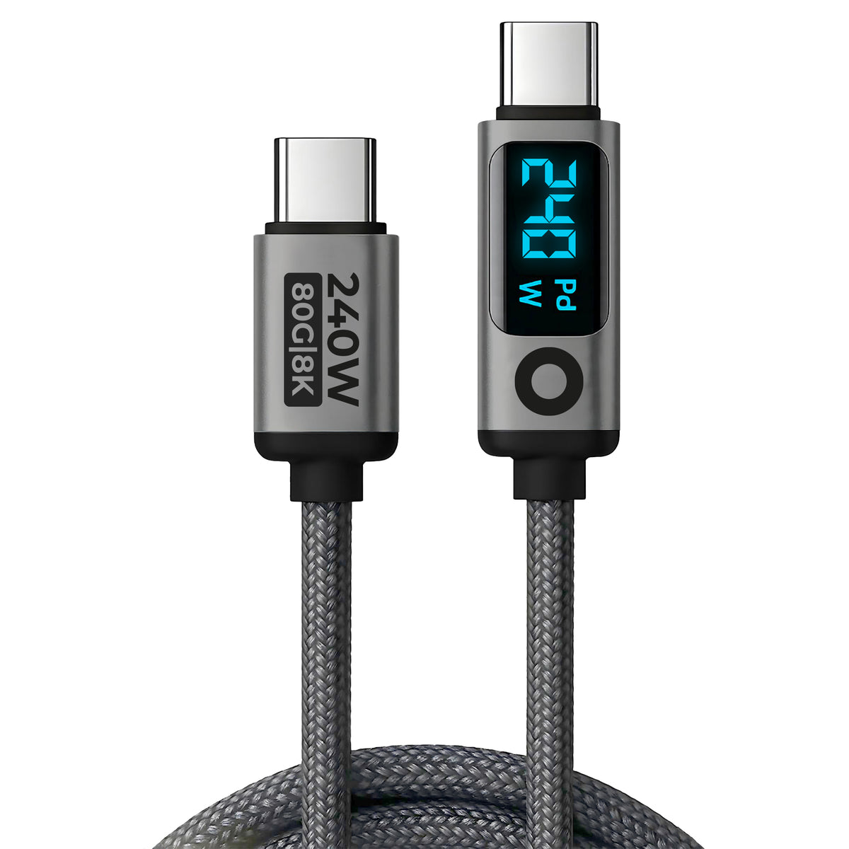 Display Cable USB-C to USB-C CB18, 240W, 80 Gb/s, 8K/60Hz, 1.5m, Space Gray
