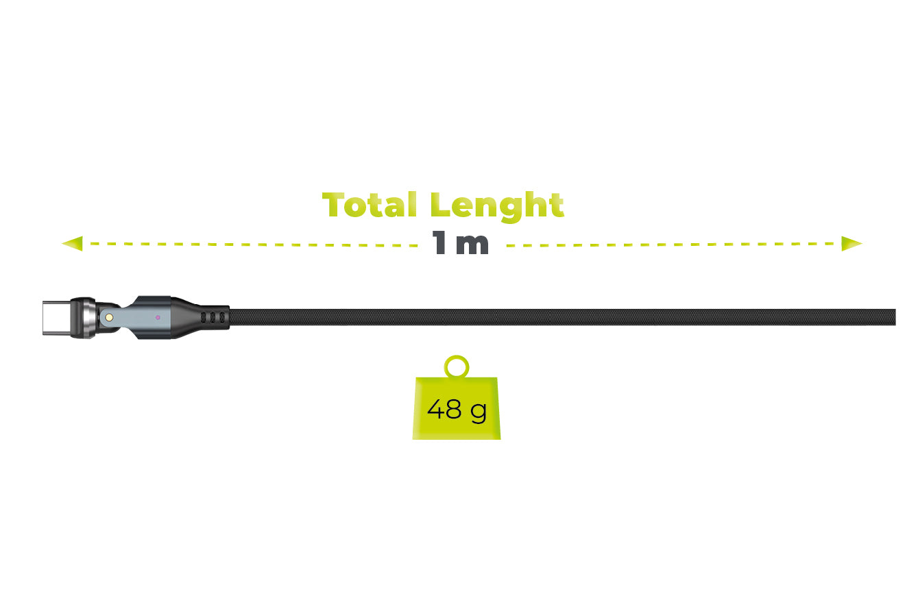 Otočný magnetický kabel 540° USB-C na USB-C CB14, 240W, 480 Mb/s, 1 m, Vesmírně šedá