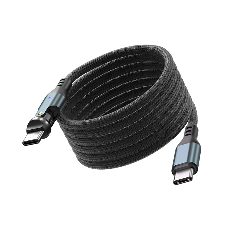 Otočný magnetický kabel 540° USB-C na USB-C CB14, 240W, 480 Mb/s, 1 m, Vesmírně šedá