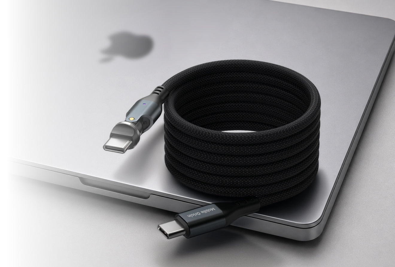 Otočný magnetický kabel 540° USB-C na USB-C CB14, 240W, 480 Mb/s, 1 m, Vesmírně šedá