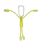 4-in-1 Cable with Carabiner USB-A/USB-C to USB-C/Lightning CB20, 15W, Green