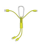 4-in-1 Cable with Carabiner USB-A/USB-C to USB-C/Lightning CB20, 15W, Green
