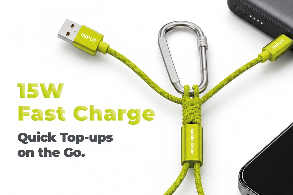 4-in-1 Cable with Carabiner USB-A/USB-C to USB-C/Lightning CB20, 15W, Green