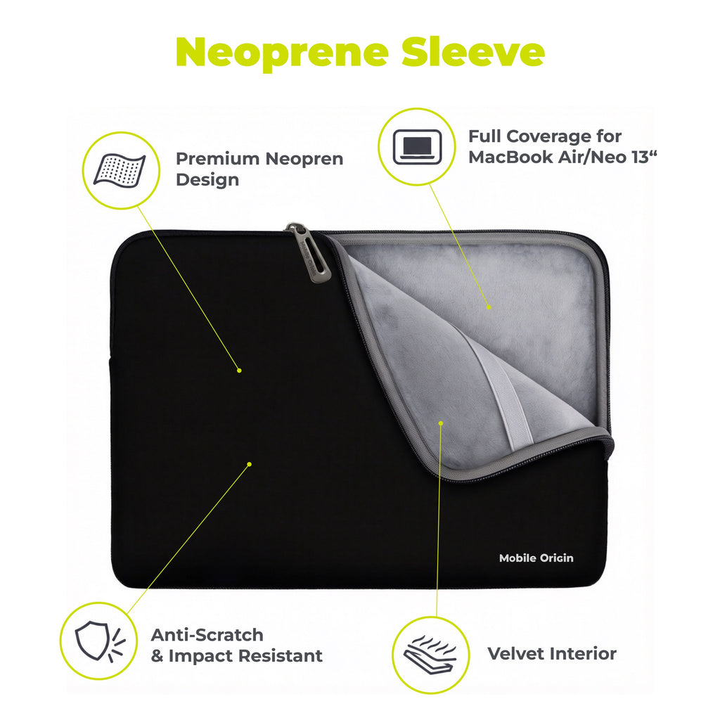 Neoprene Sleeve for MacBook Air/Neo 13", Black