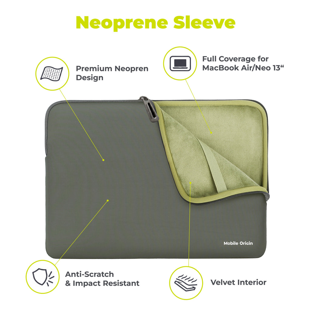 Neoprénové puzdro pre MacBook Air/Neo 13", Zelená