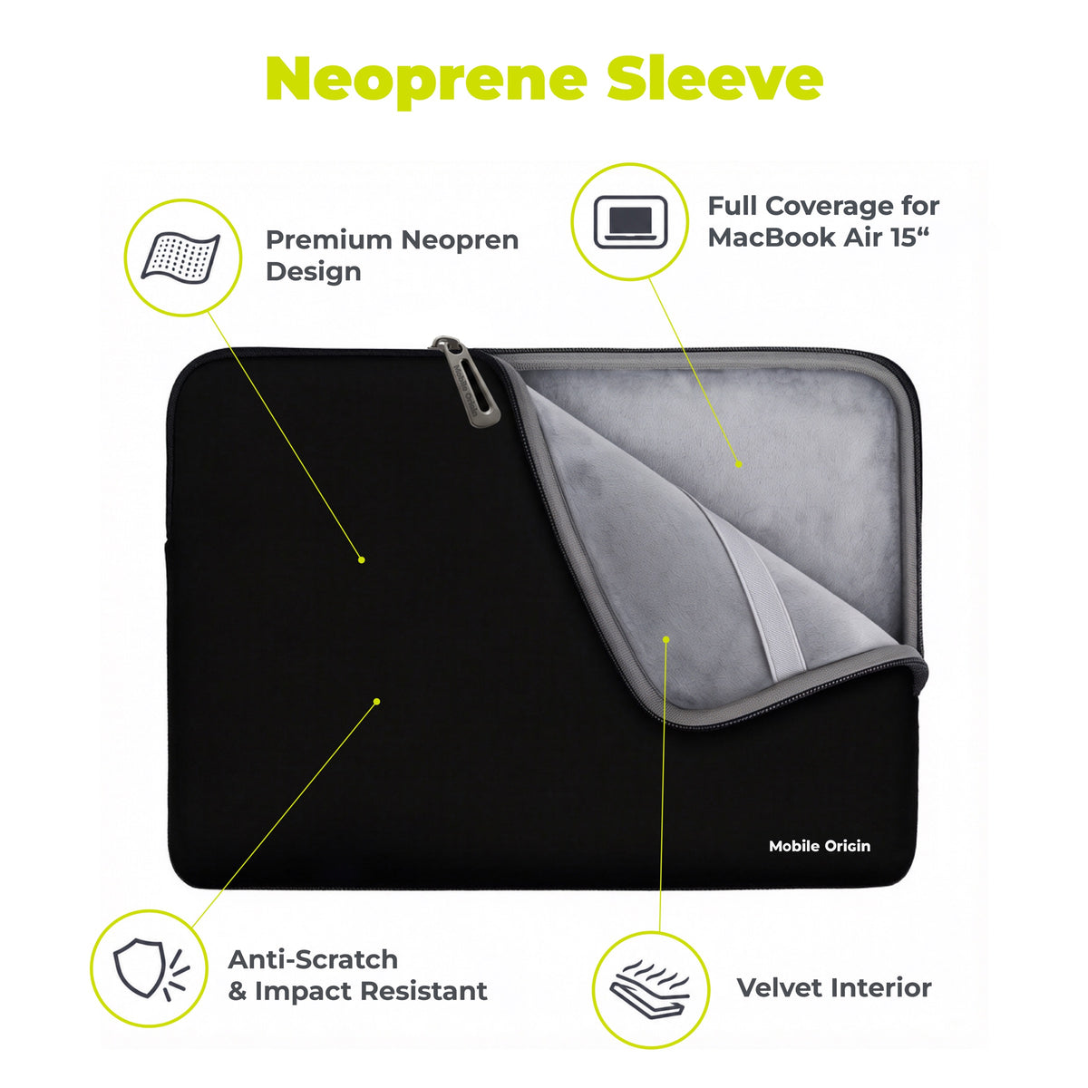 Neoprenové pouzdro pro MacBook Air 15", Černá