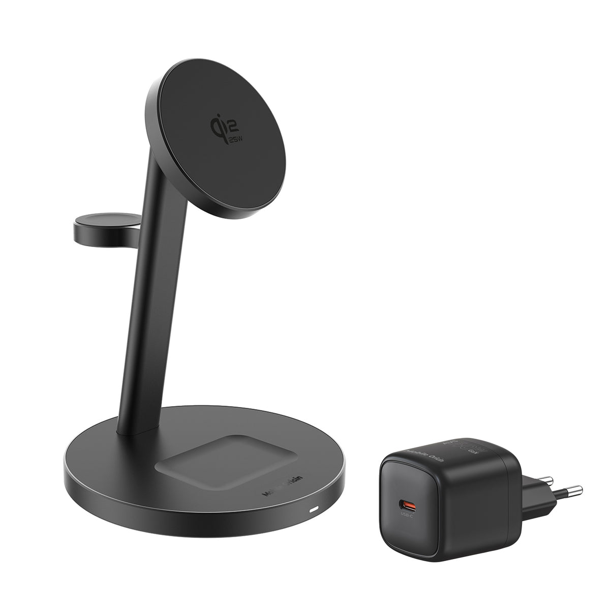 PowerStand Pro 3in1 Qi2 25W + GaN Adapter, Black