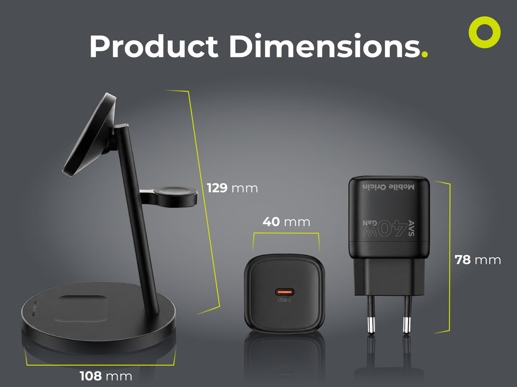 Nabíjecí stojánek 3v1 Qi2 25W Pro, Černá