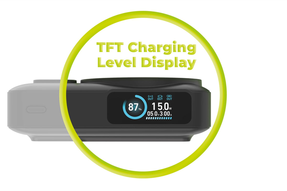 Wireless Semi-Solid Power Bank with Display MagSafe PB19, 10000mAh, Qi2 15W, USB-C Cable, Black