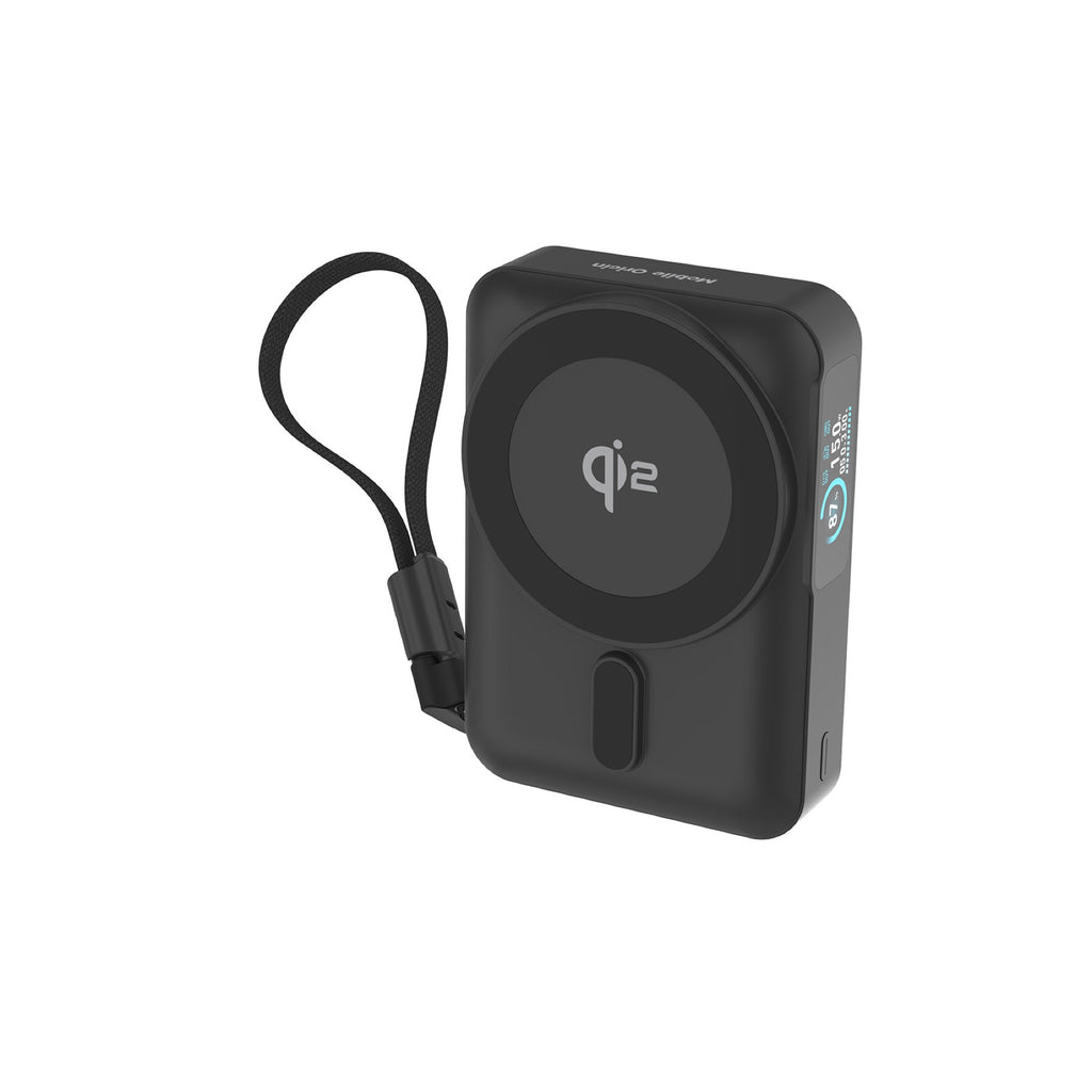 Bezdrátová powerbanka s displejem MagSafe PB19, 10000mAh, Qi2 15W, USB-C kabel, Černá