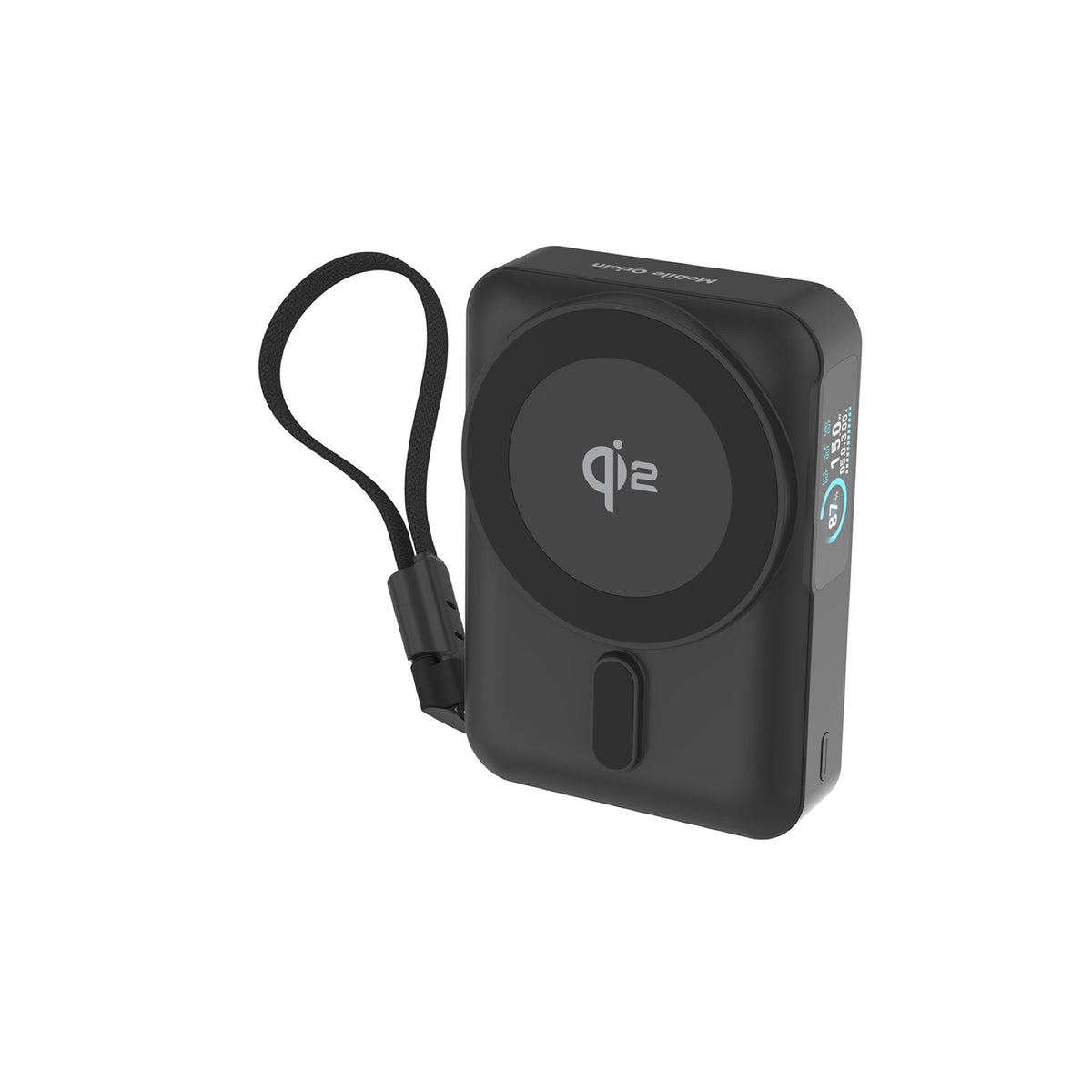 Wireless Semi-Solid Power Bank with Display MagSafe PB19, 10000mAh, Qi2 15W, USB-C Cable, Black