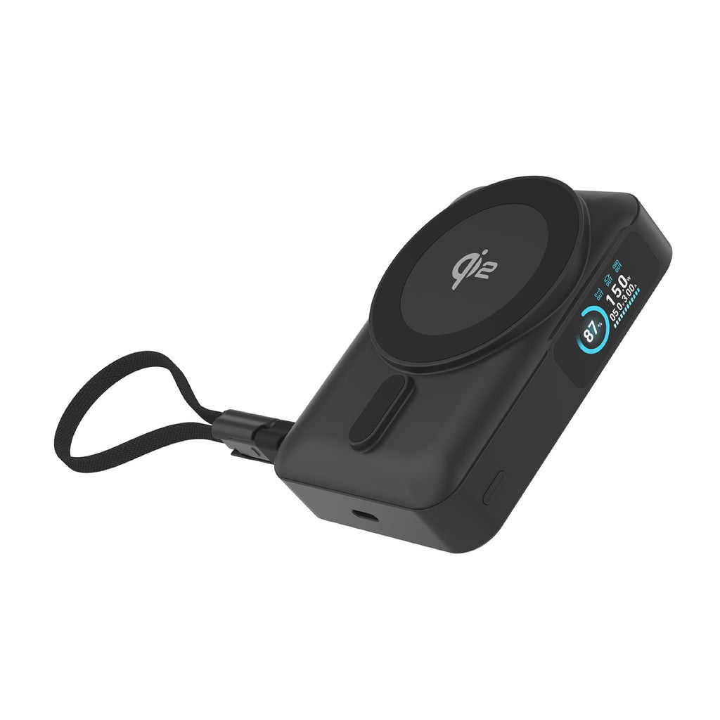 Bezdrátová powerbanka s displejem MagSafe PB19, 10000mAh, Qi2 15W, USB-C kabel, Černá