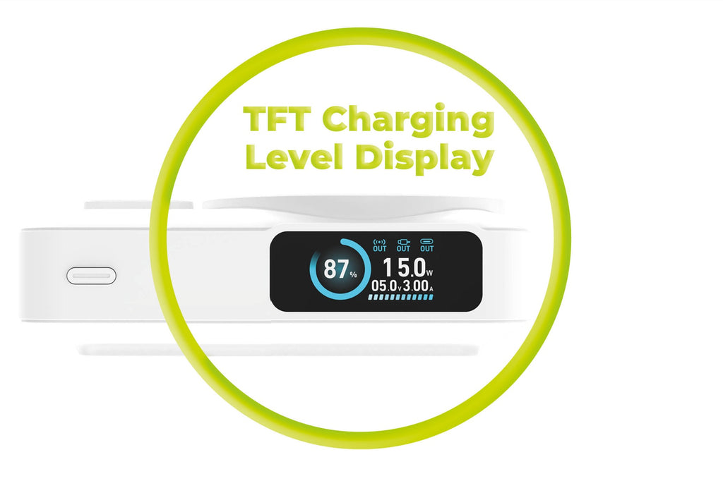 Bezdrátová powerbanka s displejem MagSafe PB19, 10000mAh, Qi2 15W, USB-C kabel, Bílá